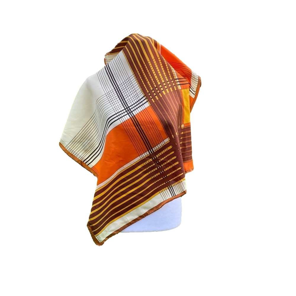 Vintage Orange Brown Geometric Acetate Scarf